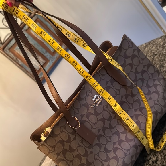 Coach large Avenue Brown coated canvas Monogram Tote Bag with Gold Hardware NWT - Picture 12 of 16